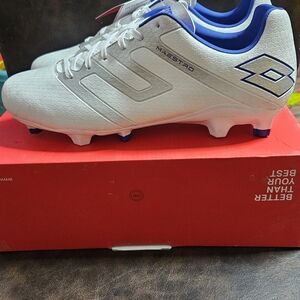 Lotto Maestro 700 V FG Soccer Cleats: WHITE/SILVER/BLUE: NEW IN BOX: SIZE 10